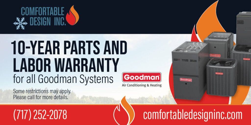 Special for ten year Parts and Labor Warranty on all Goodman systems.