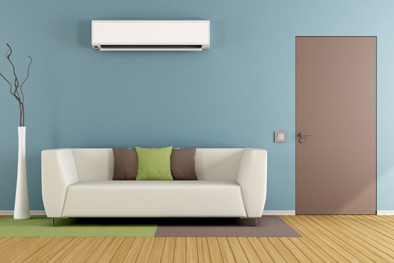 Home with ductless ac against a blue wall, Ductless Maintenance | Ductless, Maintenance, Wrightsville, PA